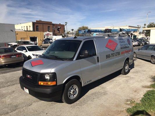 New lettering and logo on customer's van.