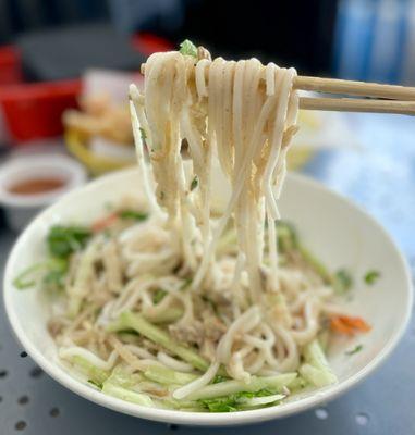 Bánh Tằm Bì: Thick Noodles in Coconut Cream Sauce w/ shredded pork skin  | $11 (off the menu special)