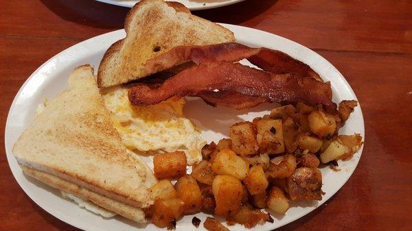 Home fries are to die for and the bacon is super crispy and delicious