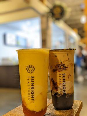 Mango Frostie and Sunright Boba Milk Tea,