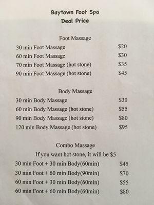 price list