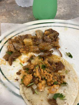 Pork Carnitas Taco loaded with fat and pork skin and actually not edible!