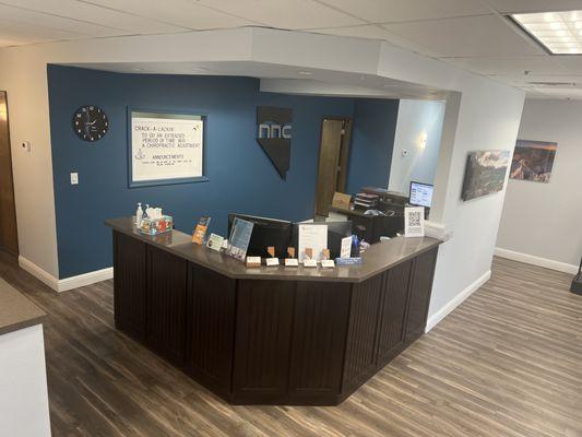 Front Desk with Monthly Greetings Board