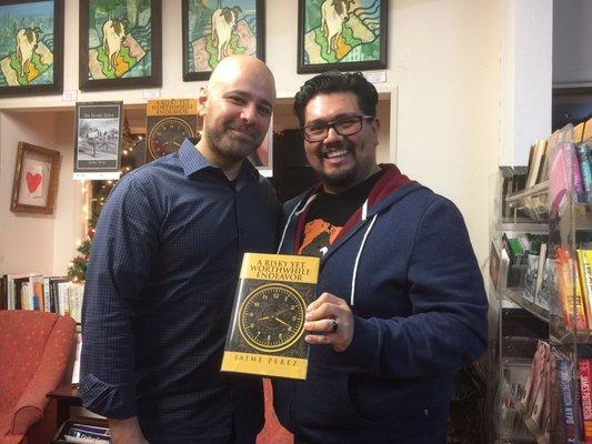 Local fiction author Jaime Perez was here at the bookstore. Purchased his most recent book.