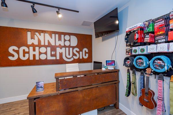 Wynwood Schoool of Music Reception Front Desk / Available Merchandise in Store for Sale