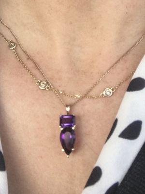 Pendant made from old jewelry that had amethyst stones.