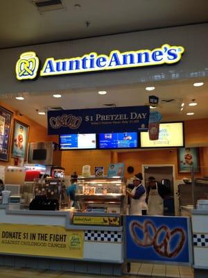 Try their daily feature flavor pretzel for only $1!