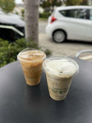 Black Sesame Latte and Hojicha with Cold Foam