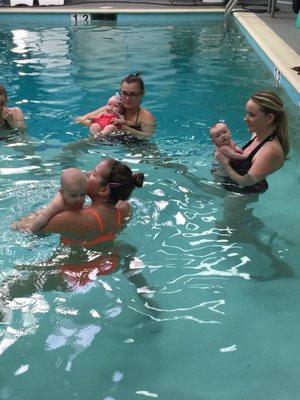 Julie teaching our first swim class, the sea otters.