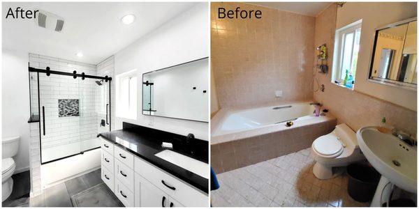 Complete bathroom remodel (before & after) in Fullerton, CA.