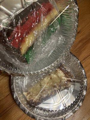 Rainbow cookie cake and tiramisu