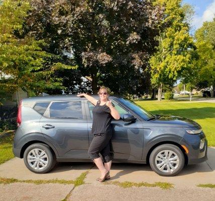 Yay! Me and my new 2021 Kia Soul in Gravity Grey!