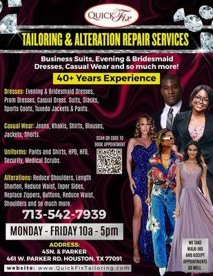 Alterations Houston Parker Location Tailoring Houston Evening Dresses Suit Casual Jeans Shirts Blouses Resizing Alterations