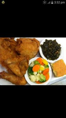 Love the chicken & greens and hot water corn bread