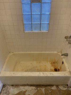 This bathtub was in terrible condition but got the job done.