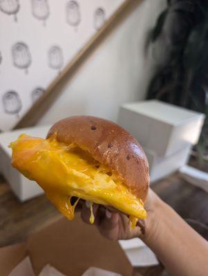 Egg, bacon, cheese, chipotle mayo on brioche bun