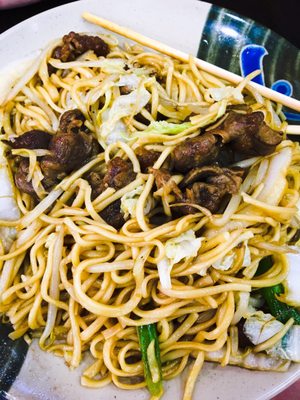 Fried hand pulled noodle - beef. 8/29/16.