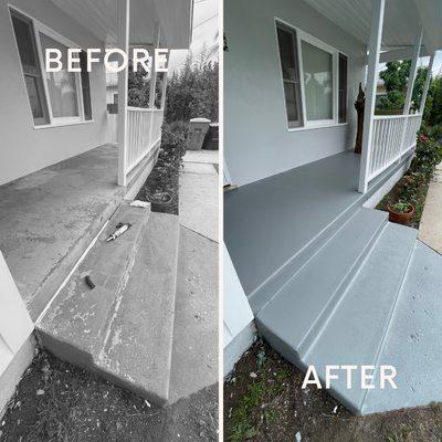 Refinishing of front patio.