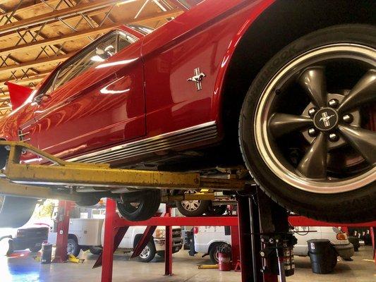 Ford Mustang on car work floor