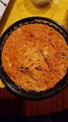 Angel Hair and vodka sauce. Good