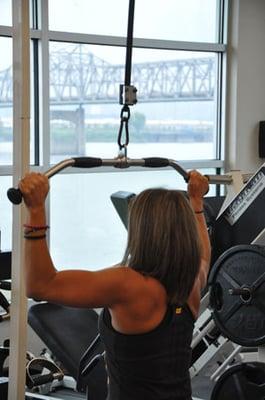 Strength training area overlooking the Illinois River.