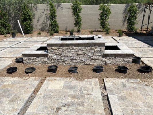 Water feature and patio