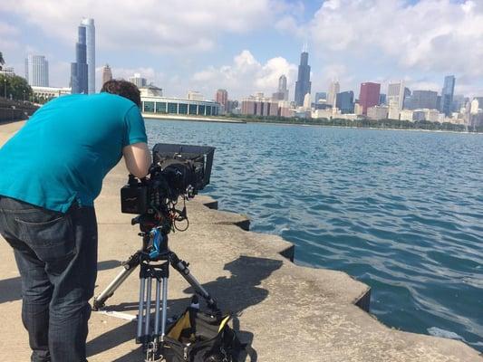 Shooting for a documentary in downtown Chicago