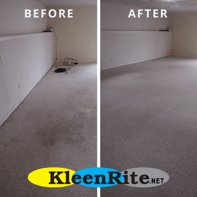 A before and after image of a residential carpet cleaning.