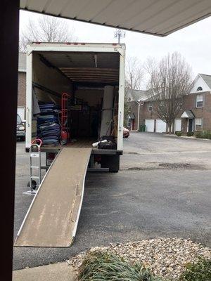 Inside the moving truck