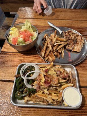 Loaded fries. Grilled chicken lunch.