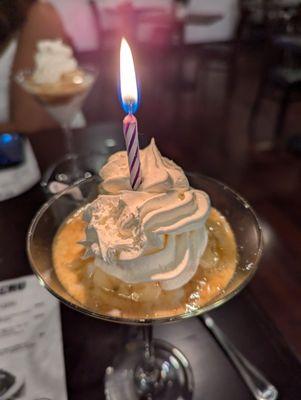 The perfect dessert, Banana Fosters for a birthday celebration.