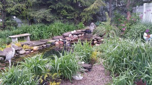 Meditation pond and garden.  A great place to put your feet up and relax before or after your massage.