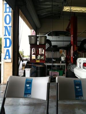 View of my dad's 1991 Honda Prelude Si, from the customer lounge (aka waiting area)