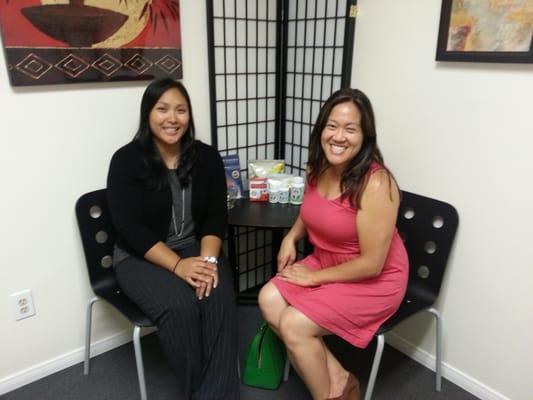 Relaxing in Jennifer Dabu's welcoming office