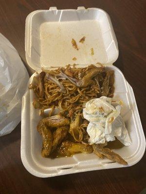 Honey wings with Josie special lo mein