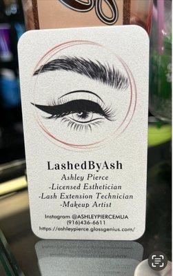 Business card for lash extensions.