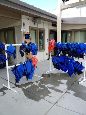 Life jackets ready for use.