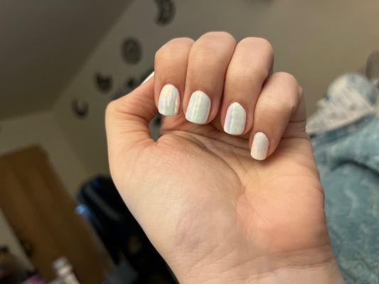 Chrome white gel nails