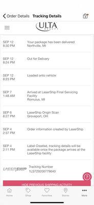 order not shipped