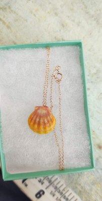 Sunrise Shell necklace with gold rose chain (custom request for rose gold instead of yellow) $95