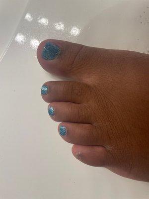 My feet with gel nail polish