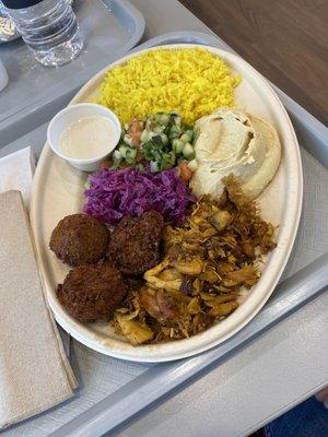 Chicken Shawarma, Falafel, Small Hummus, Rice and other things