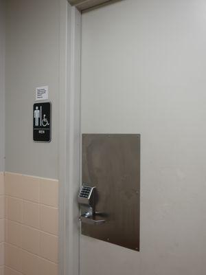 Security code needed for restroom use.