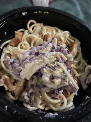 The mystery veggie salad in    Alfredo MontAmore- with Parmesan-Crusted Chicken