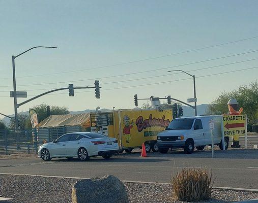 The Berlando's Food Truck, parked and open to hungry patrons. Located on the SE Corner of W. Sundust Rd. and S. Nelson Dr.