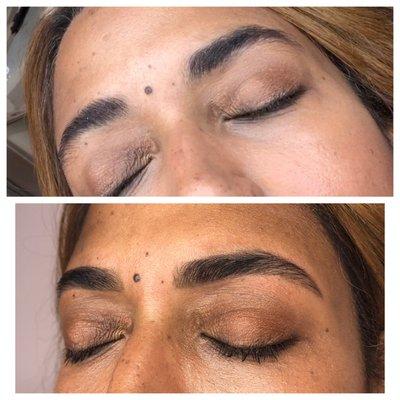 Finished brows before and after