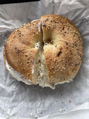 Everything bagel with Jalapeño Cream cheese in all its ooey gooey yumminess :)