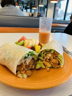 Buffalo Chicken Wrap w/ fruit on the side