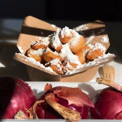 Loukoumades (fresh Greek donuts) on Saturday mornings