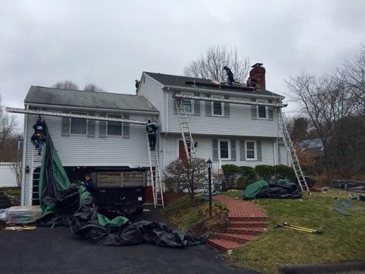 Setting up the roofers equipment